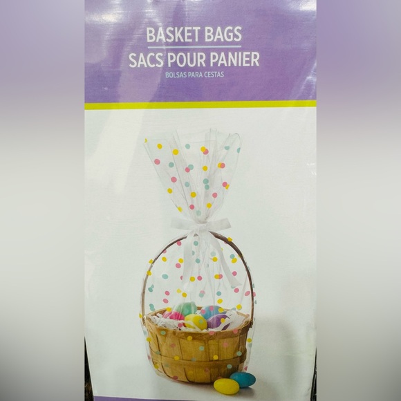 Cello Basket Bags, 2 Pack, NWT, Polka Dot Cello Basket Bags, 24in x 25in, 2ct - Picture 3 of 5